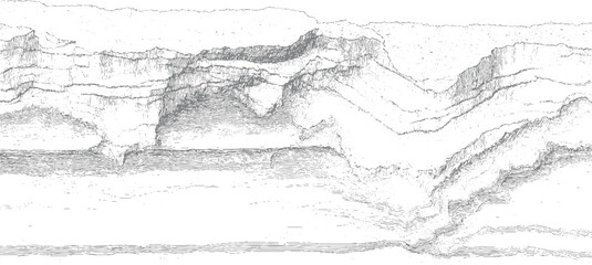 Obraz premium Detailed topographic map of underwater geological formations and strata layers abstract topography