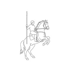 Equestrian Warrior - A Line Art Depiction of Courage and Tradition.
