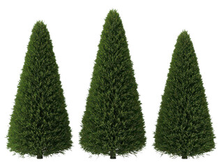 Naklejka premium Three artificial christmas trees isolated on transparent background