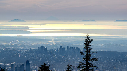 Grouse mountain winter wonderland, snow sports and scenic views.