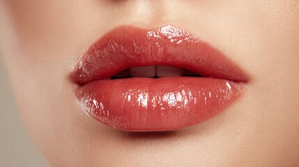 Fototapeta premium Realistic aesthetic lips mockup concept with natural finish, cosmetic design