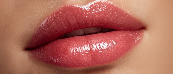 Fototapeta premium Natural lips mockup realistic design, clean cosmetic fashion look