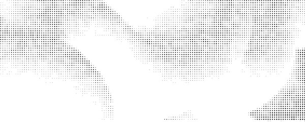 Grunge halftone gradient background. Faded grit noise texture. White and black sand wallpaper. Retro pixelated backdrop. Anime or manga style comic overlay. Vector graphic design textured template