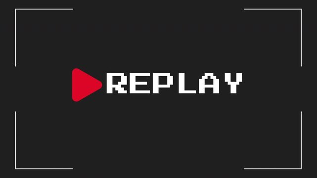 Replay sign icon with a red play button suitable for video game streaming platforms and techrelated designs requiring a nostalgic touch.