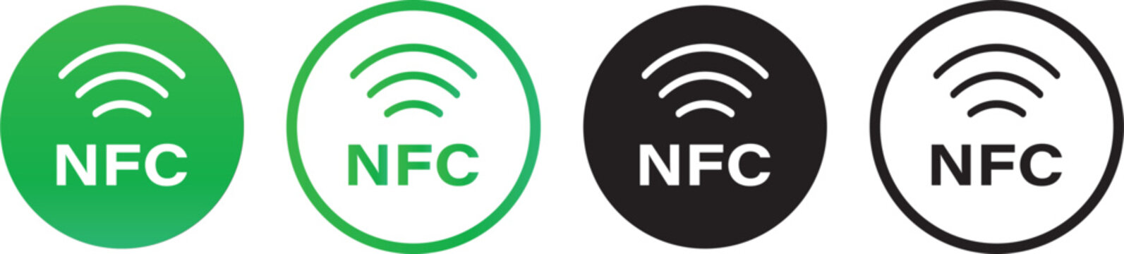 NFC icon set. Creative digital communication and link symbols. High-quality wireless signal and identification icons