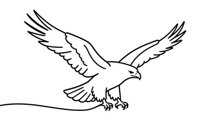 Obraz premium Continuous single line drawing of a soaring eagle