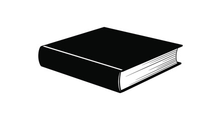 A solitary black book lies flat displaying its closed cover and the subtle texture of its pages