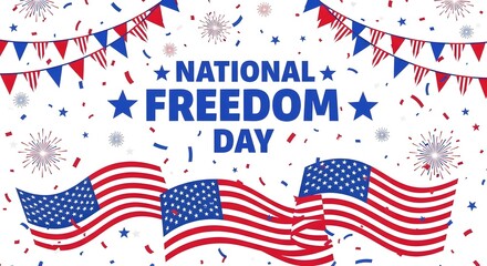 Obraz premium National freedom day celebration with american flags and patriotic decorations