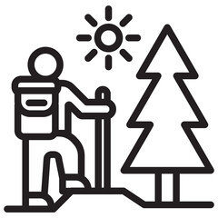 Hiking Outline Icon