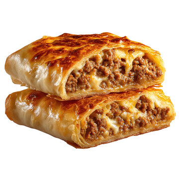 B?rek minced meat filling, isolated on transparent background