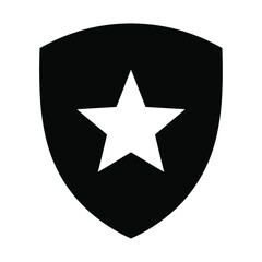 Fototapeta premium Military shield icon with star symbol representing military authority police badge rank insignia army protection security vector graphic element isolated on white background for design projects