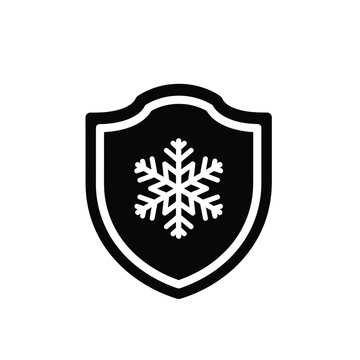 Snowflake shield icon vector cold protection symbol frozen weather defense security winter guard emblem sign graphic design illustration