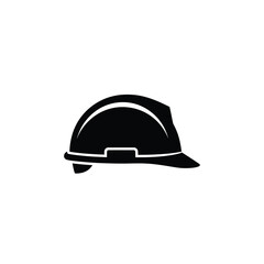 Fototapeta premium Industrial safety helmet icon for construction worker protection site equipment head gear silhouette professional engineering tool hard hat black graphic element safety apparel accessory design