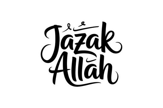 Elegant jazak allah calligraphy isolated on transparent background isolated on transparent background