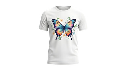 Graphic Design, Butterfly Illustration, T-Shirt Print, Fashion, Indoor, Front View, Colorful Nature Art