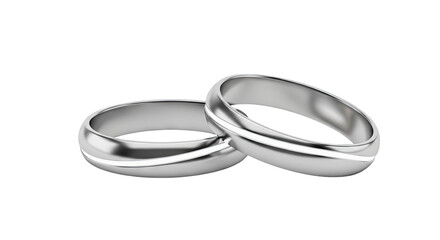 Two Silver Wedding Rings with White Inlay