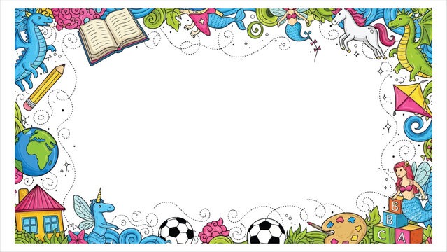 Vibrant whimsical border for kids educational materials