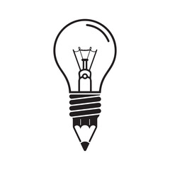 Obraz premium Bright Writing: Lightbulb and Pencil Combination for Ideas