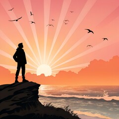 human-figure-watching-sunrise