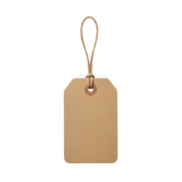 Brown blank tag with string attached transparent background
