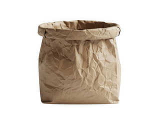 Brown paper bag with rolled top transparent background