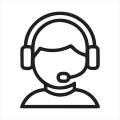 Simple outline icon of a person with a headset