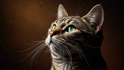 Obraz premium Tabby Cat Looking Upward