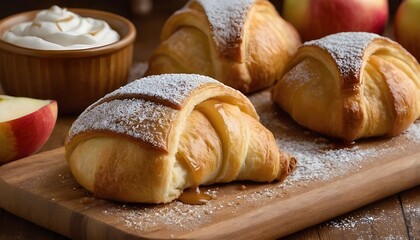 apple-stuffed crescent rolls on a wooden board