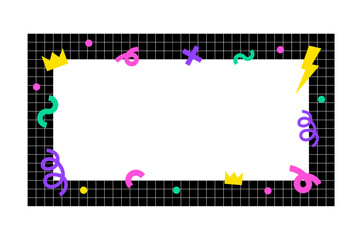 黒グリッドフレーム　平成ポップスタンプ　長方形