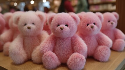 Two cuddly brown plush teddy bears sit on a soft pink background as a fluffy stuffed animal gift symbolizing childhood love and a furry white heart