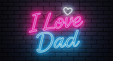 Obraz premium Happy father's day celebration with neon sign i love dad