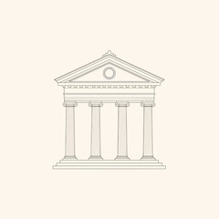 Obraz premium Ancient greek temple facade illustration isolated