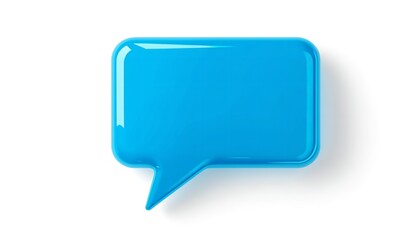 A bright blue speech bubble on a transparent background, symbolizing communication and conversation.