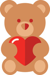 Brown Teddy Bear Holding A Red Heart On White Background stuffed animal plush