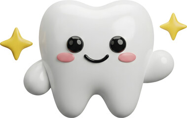 Obraz premium Cute 3D Tooth Character Mascot
