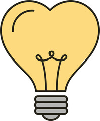 Heart Shaped Light Bulb With Filament On White Background idea concept