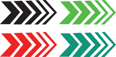 Obraz premium Professional moving arrow set. Minimalist interface motion icon collection. Universal speed and agility symbols. Modern pointing and tracking icons. Vector continuous movement and force signs backgrou