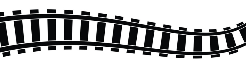 Railway Train Track Icon Set with Straight, Curved and Circular Rail Route Patterns Vector Illustration