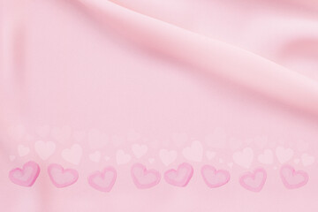 Heart on pastel pink fabric background, Valentine background idea