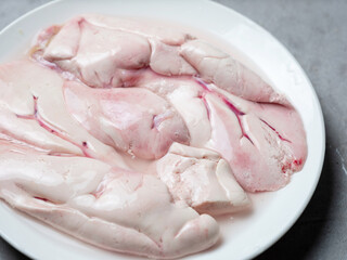 monkfish liver on a plate