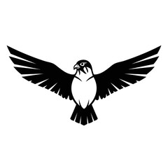 Obraz premium Black and White Silhouette of a Falcon with Wings Spread Wide