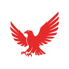 Fototapeta premium Red Eagle Silhouette Spreading Wings, Symbol of Freedom and Power