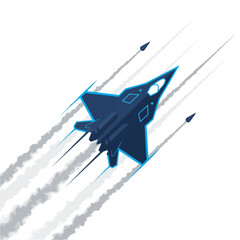 Modern Jet Fighter Aircraft with Missile Trails, Stealth Technology, Air Force