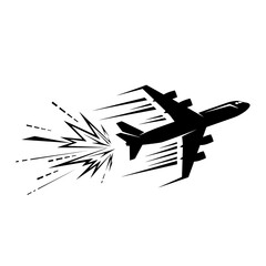 Jet Plane Silhouette With Speed Lines and Explosion Effect