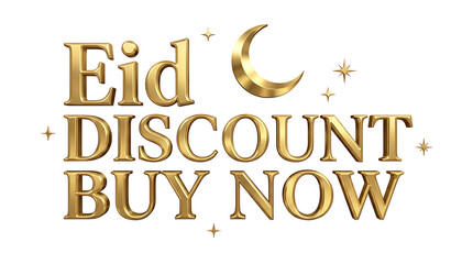Fototapeta premium Golden Eid Discount Buy Now Text with Crescent Moon and Stars.