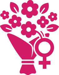 Obraz premium Women's day vector icon with flowers Vector