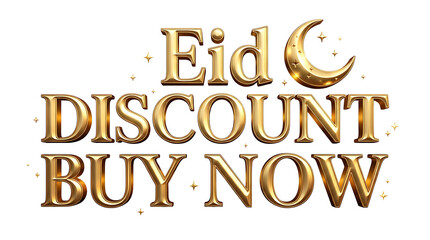 Obraz premium Golden Eid Discount Buy Now Text with Crescent Moon.