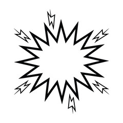Fototapeta premium Black starburst shape with jagged edges and radiating spikes isolated on white