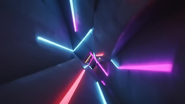 Angled view of a blue-toned wall with a linear light source. A red dot is visible