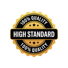 Fototapeta premium A golden badge proclaiming one hundred percent quality and high standard